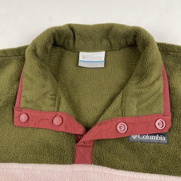 Columbia 1/4 Snap Up Fleece Pullover Girls L (14-16) Pink Brown Sweater - Picture 8 of 10